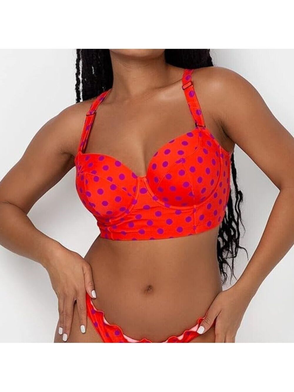 Smart & Sexy Women's  Long Lined Underwire Swim Bikini Top. 34D NWT